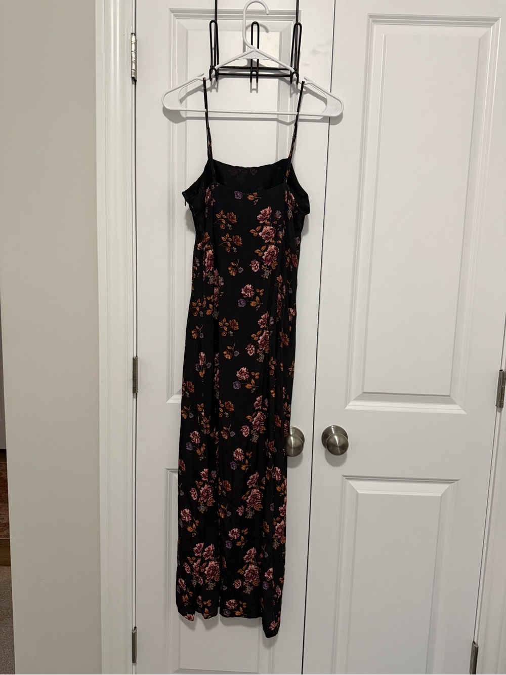 Forever 21 Black Floral Maxi Dress with Pink and Purple Roses - Picture 4 of 4